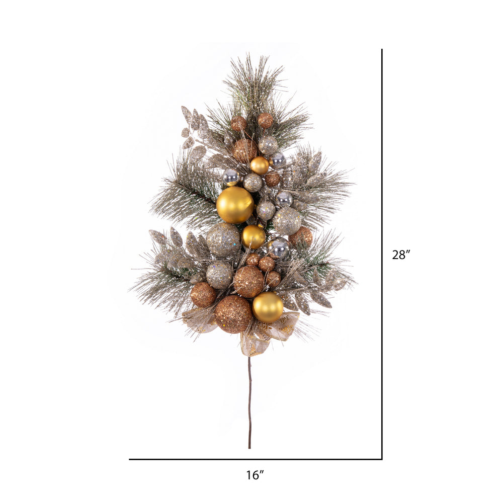 Vickerman 28" Copper and Gold Deco Spray. Includes 2 sprays per pack.