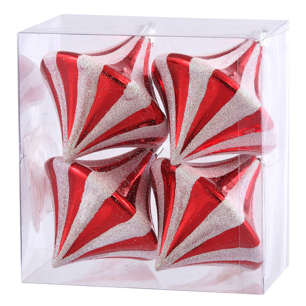 Vickerman 3.5" Candy Cane Diamond Drop Christmas Ornament 4 per Box