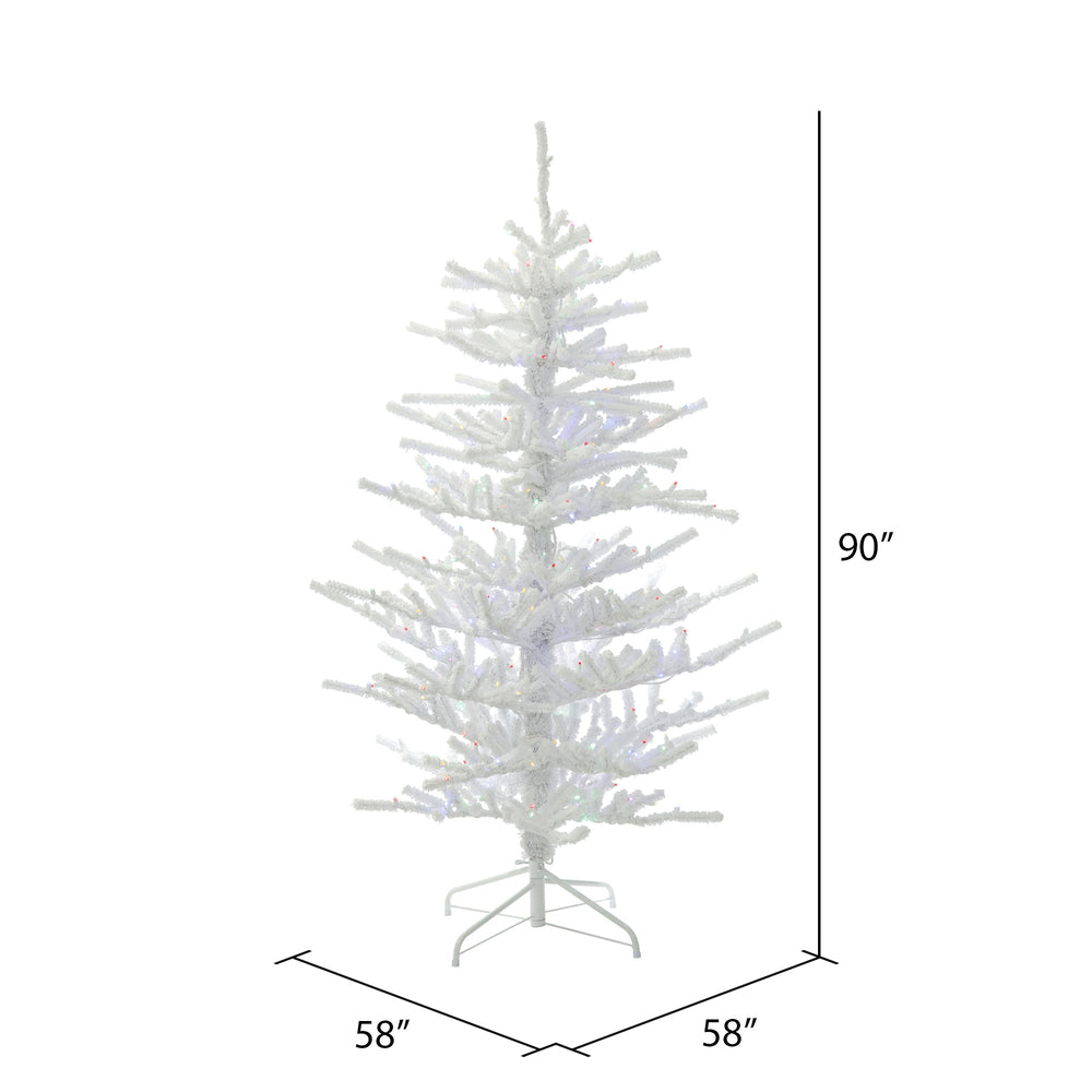 Vickerman 7.5' Flocked Twig Artificial Christmas Tree Multi-Colored Dura-lit LED Lights