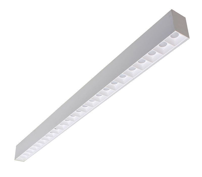 Westgate 4Ft 2In Micro Optic Linear Light, 40W 4000 Lumens 3Cct 35/40/50K, Wht/Wht, Commercial Indoor Lighting, 40W, 3760 Lumens, 3500K/4000K/5000K, White Finish, 0~10V Dimmable