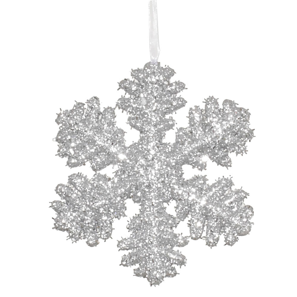 Vickerman 6" Silver Polystyrene Glitter Snowflake Christmas Ornament