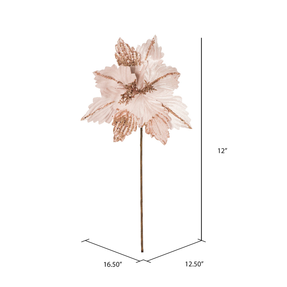 Vickerman 12" x 16" Pink Poinsettia Artificial Christmas Spray. Includes 6 sprays per pack.