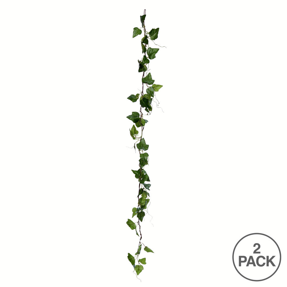 Vickerman 56" Artificial Green Ivy Garland Pack of 2