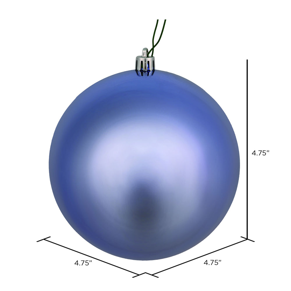 Vickerman 4.75" Periwinkle Shiny Ball Ornament 4 per Bag
