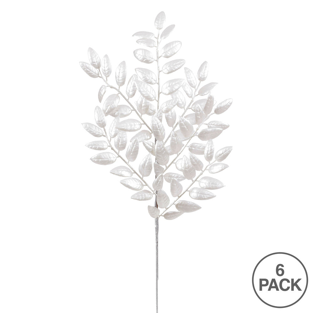 Vickerman 22" White Glitter Honey Locust Artificial Christmas Spray. Includes 6 sprays per pack.