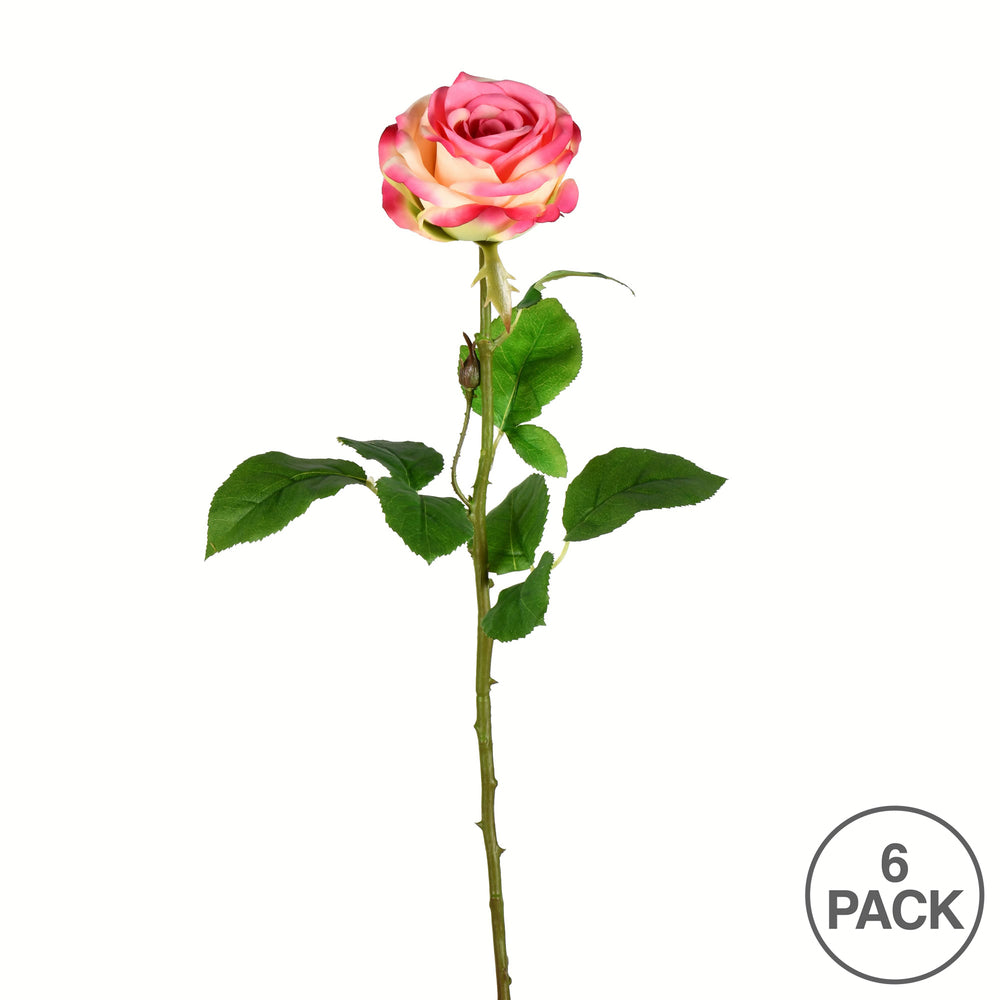 Vickerman 26" Artificial Light Pink Rose Stem 6 per Bag