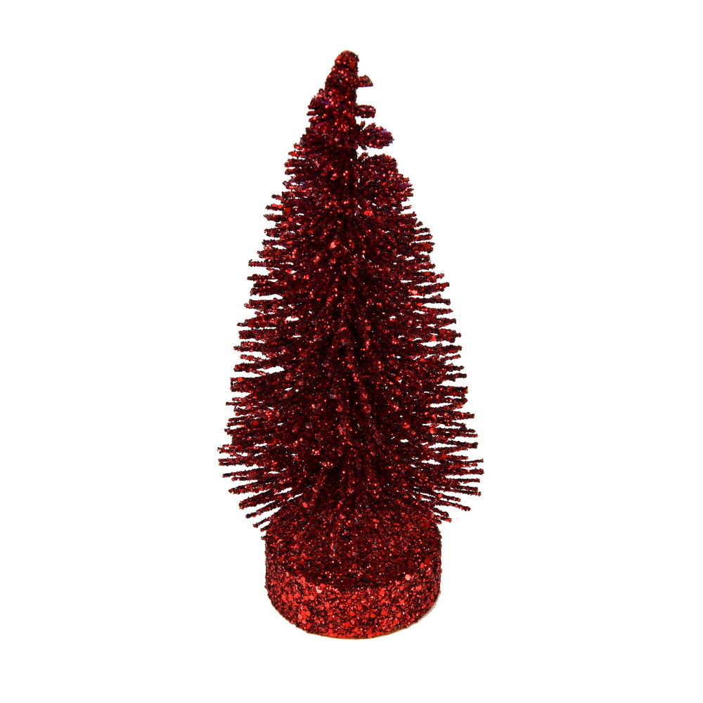 Vickerman 3"-5"-7" Burgundy Glitter Oval Pine Artificial Christmas Tree Set of 3