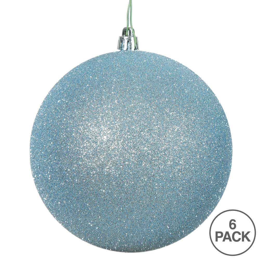 Vickerman 4" Baby Blue Glitter Ball Ornament 6 per Bag