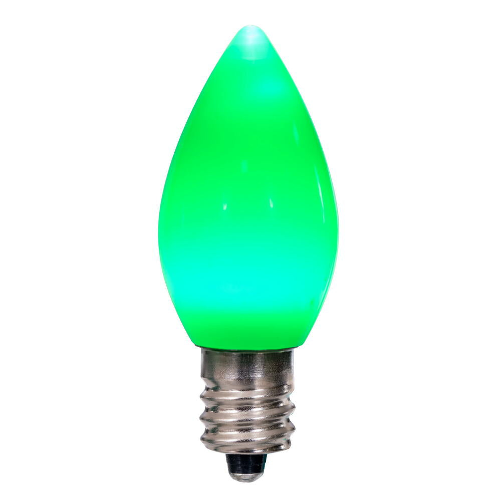 Vickerman C7 Ceramic LED Green Bulb Nickel Base 120V .6 Watts 3 diodes 25 Bulbs per bag