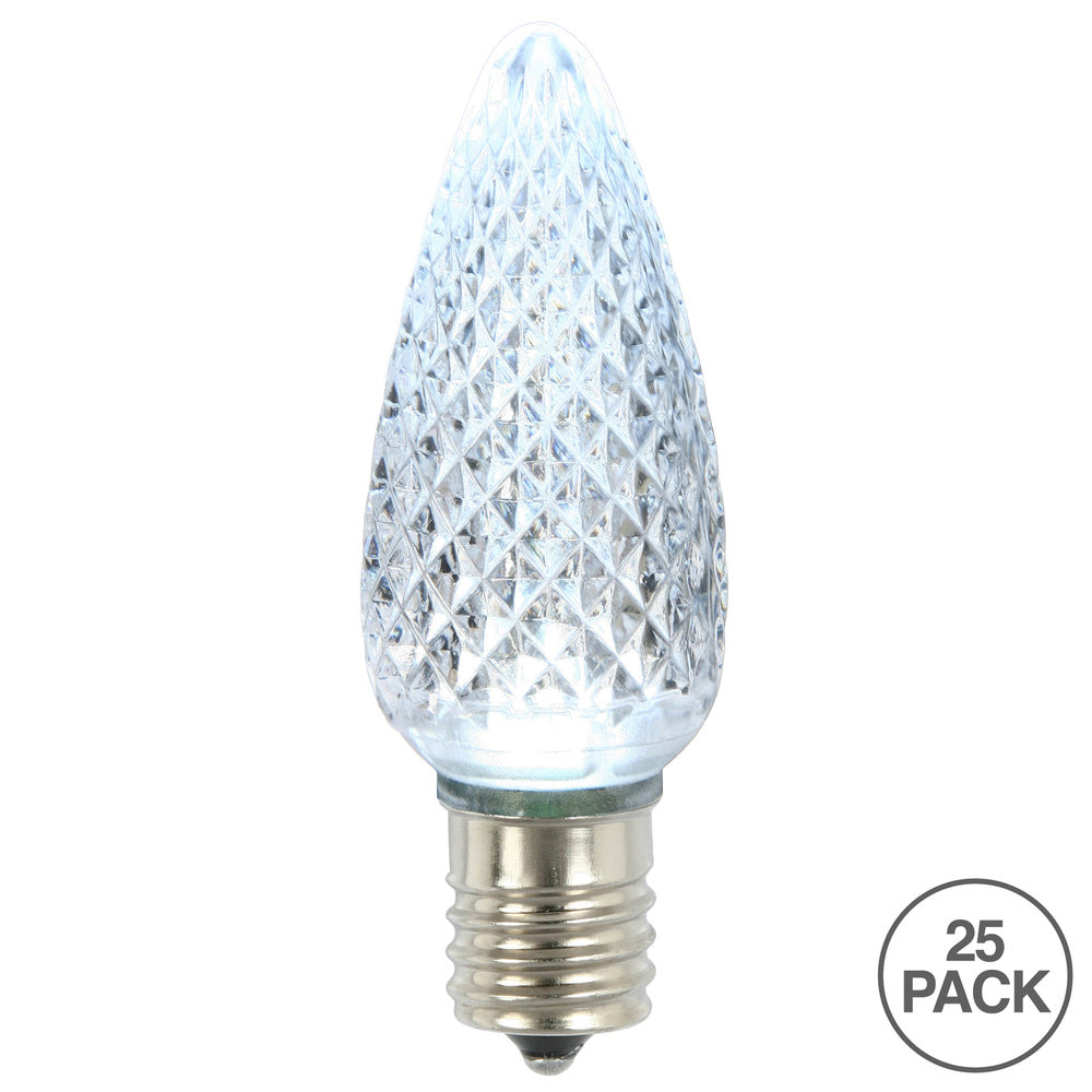 Vickerman C9 LED Cool White Faceted Twinkle Replacement Bulb 120V .96 Watts 25 Bulbs per bag