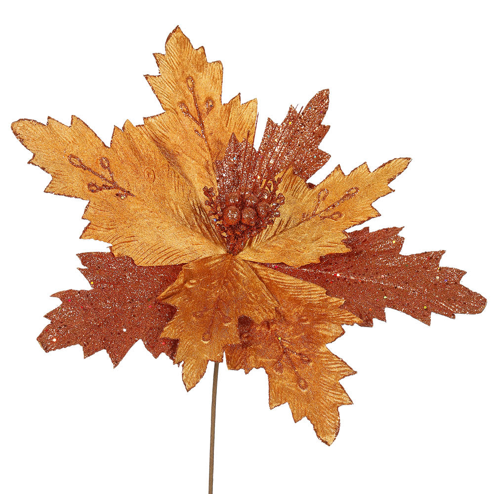 Vickerman 22" Copper Poinsettia Artificial Christmas Flower 6 per Bag