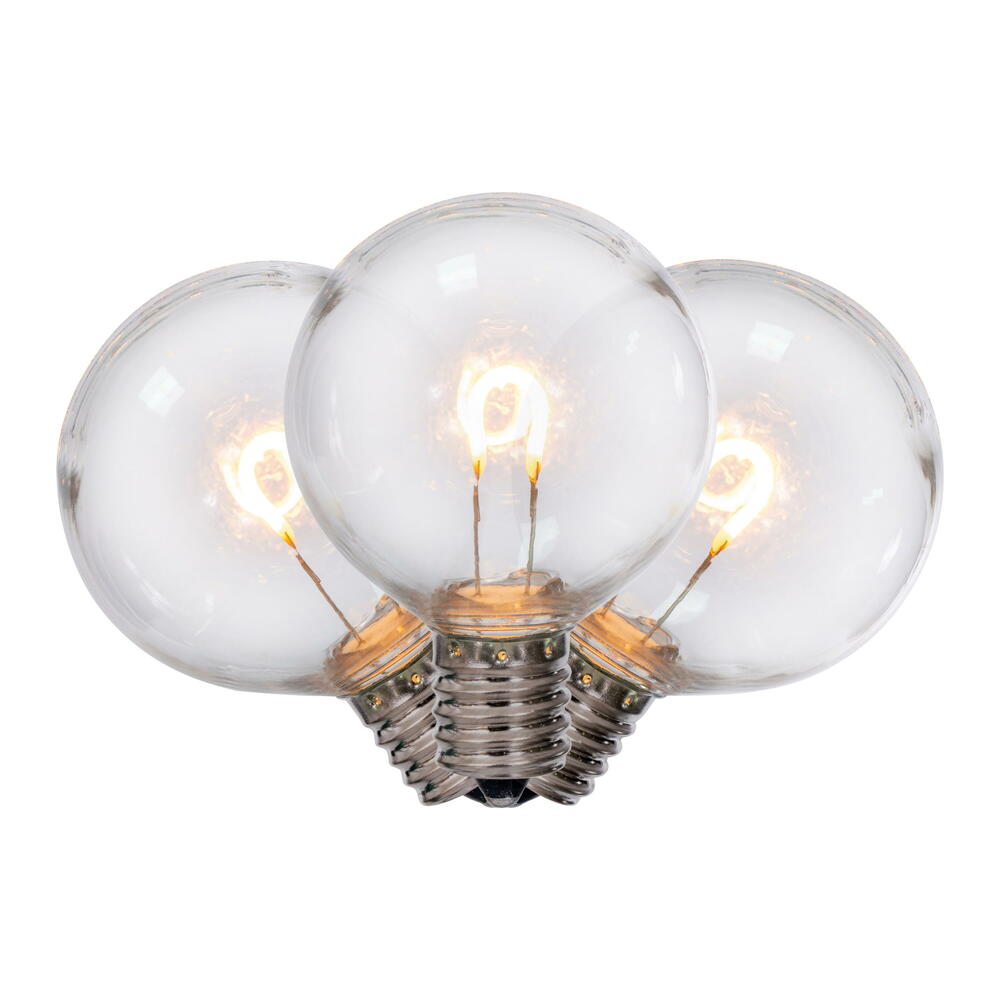 Vickerman G50 Transparent U-Shaped Filament Warm White Bulb, E17 Base, .6 Watts, 25 Pcs Assorted/Bag. Colors included are Blue, Red, Green, Purple and Amber.