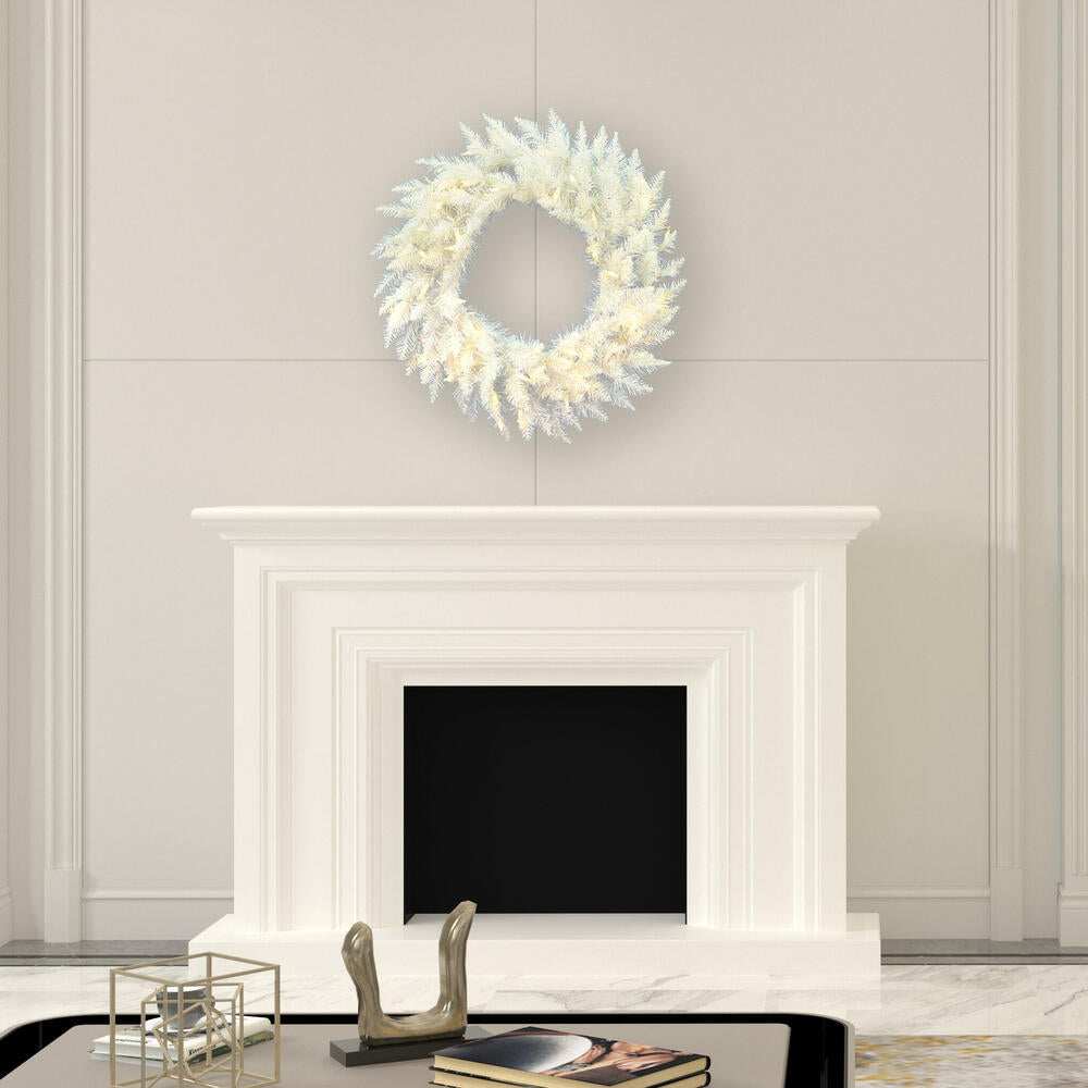 Vickerman 30" Sparkle White Spruce Artificial Christmas Wreath Pure White LED Lights