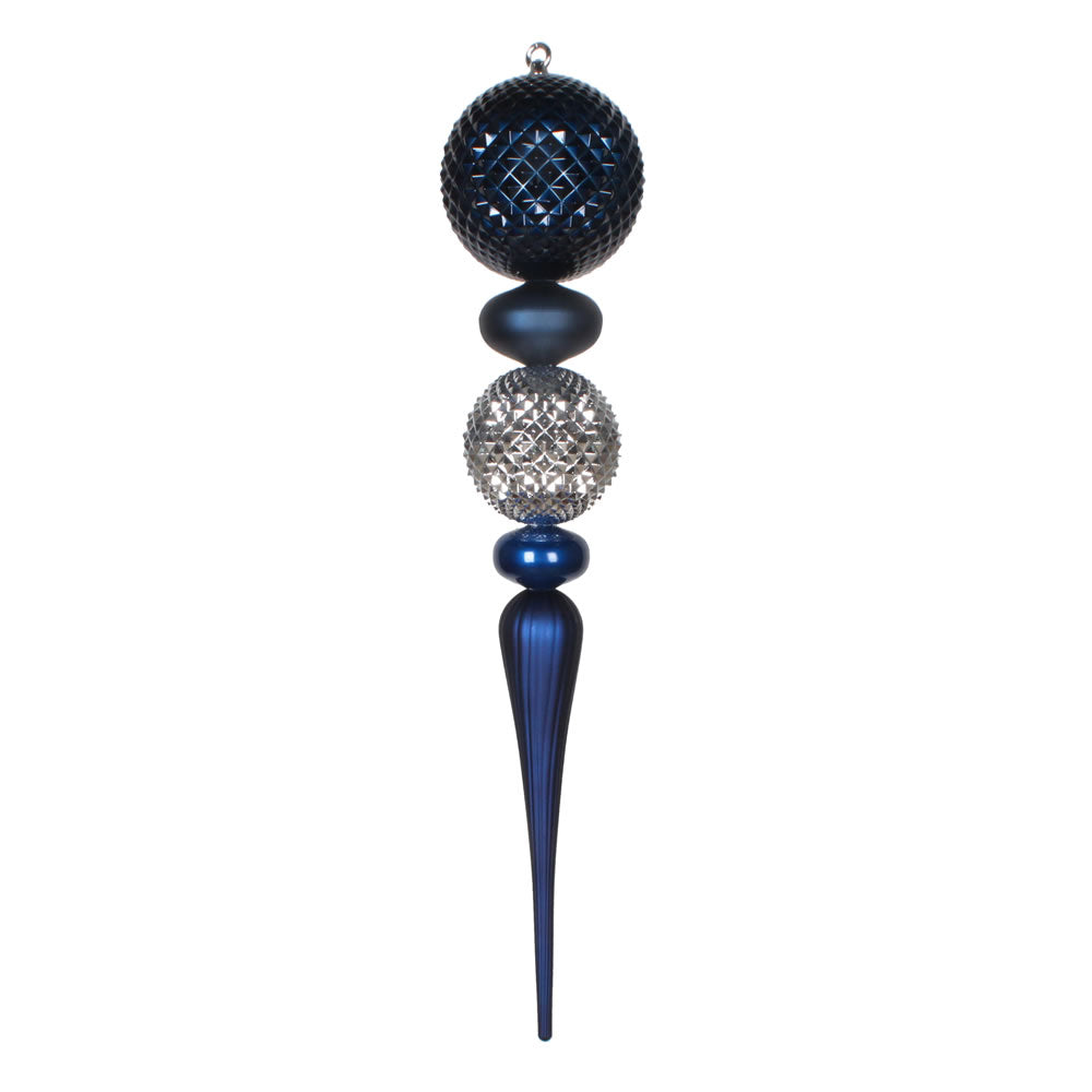 Vickerman 33" Midnight Blue Silver and Blue Durian Candy and Matte Finial Ornament