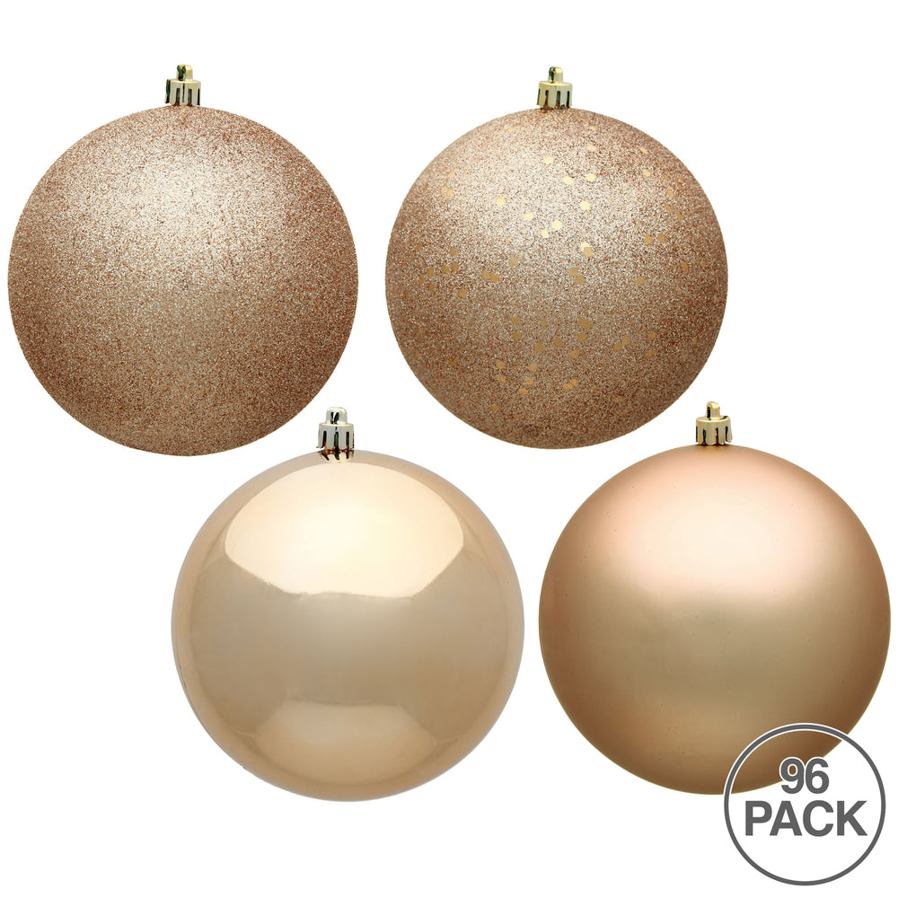 Vickerman 1.6" Café Latte 4-Finish Ball Ornament Assortment 96 per Box