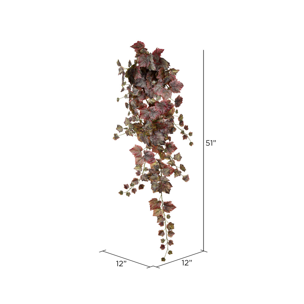 Vickerman 51" Artificial Burgundy Grape Leaf Ivy Hanging Bush.