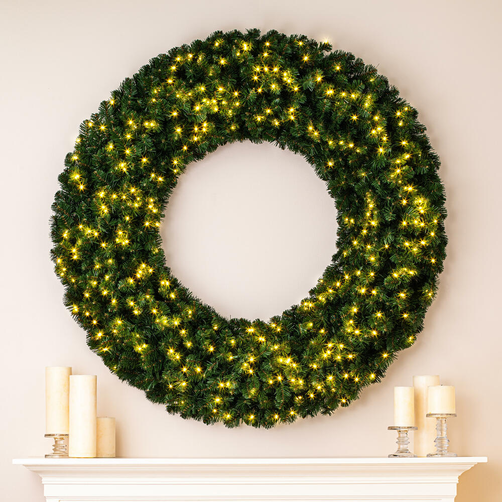 Vickerman 60" Grand Teton Artificial Christmas Wreath Warm White Wide Angle LED Lights