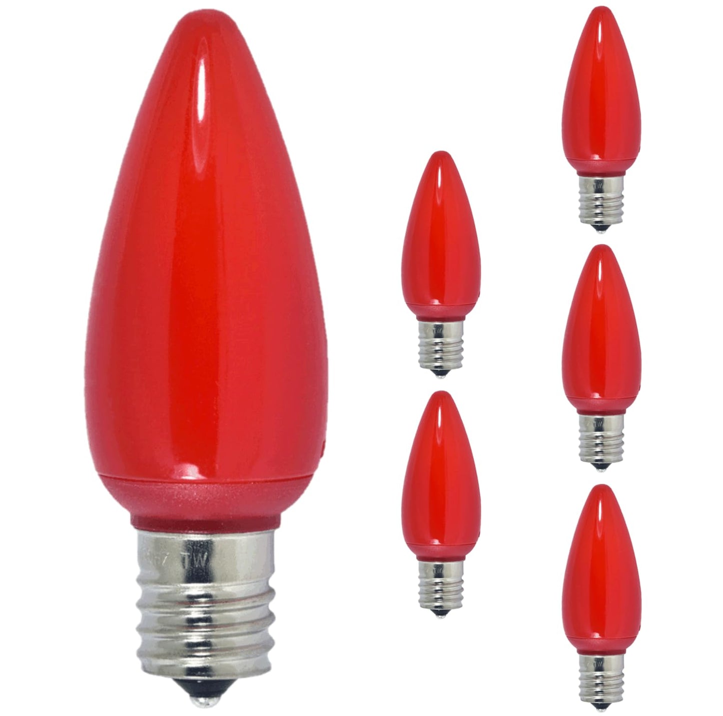 Damar- C9 LED Replacement Christmas Light Bulbs Twinkle Solid Red 0.6W-0.96W E17 Intermediate Base 100-130V Pack of 6- Commercial Grade Shatterproof String Colored Lights for Patio Holiday Xmas