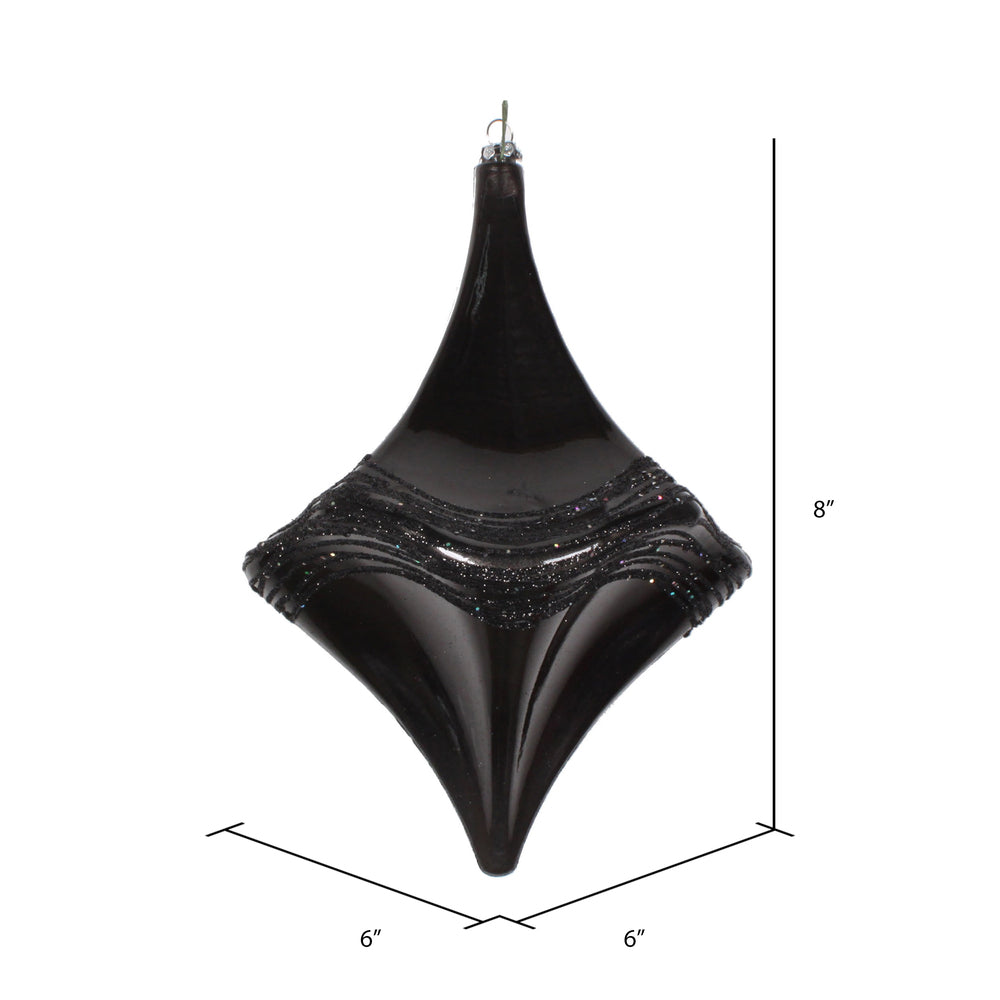 Vickerman 8" Black Candy Glitter Drop Christmas Ornament