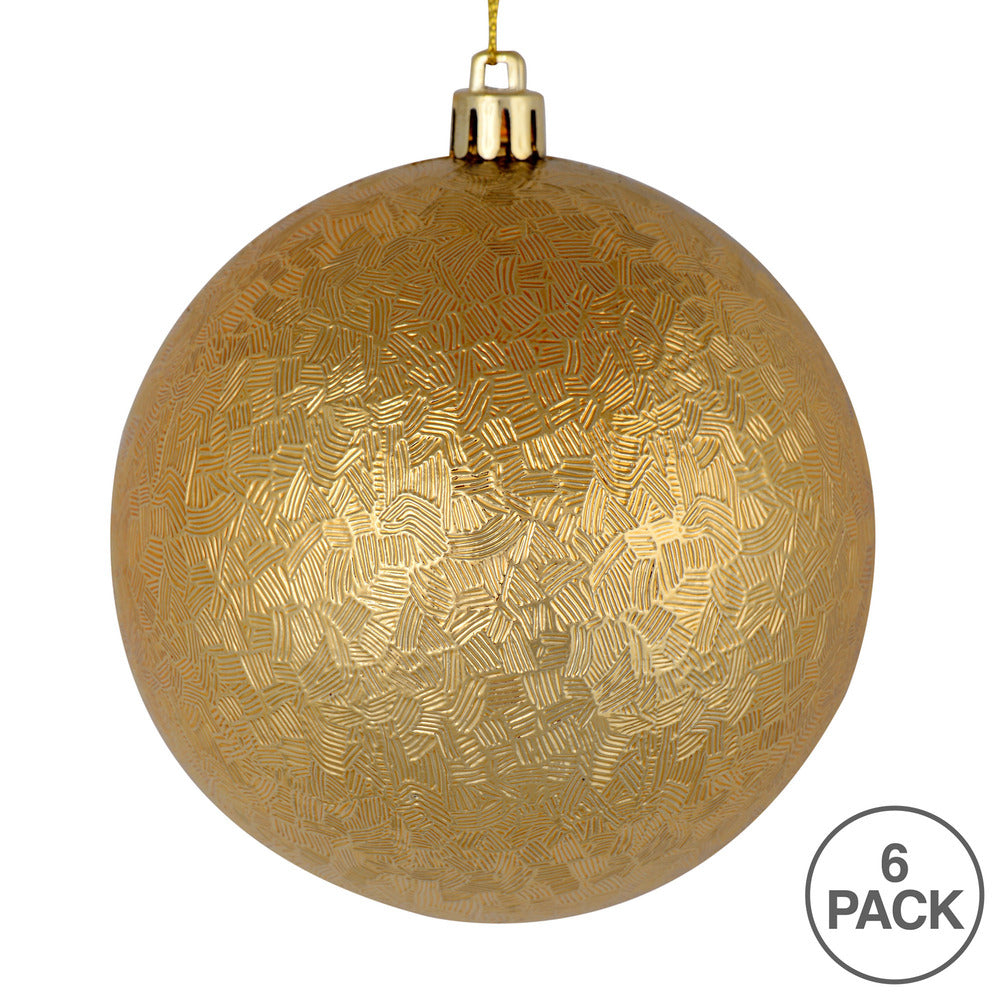 Vickerman 4" Copper Gold Brushed Ball Ornament 6 per Bag
