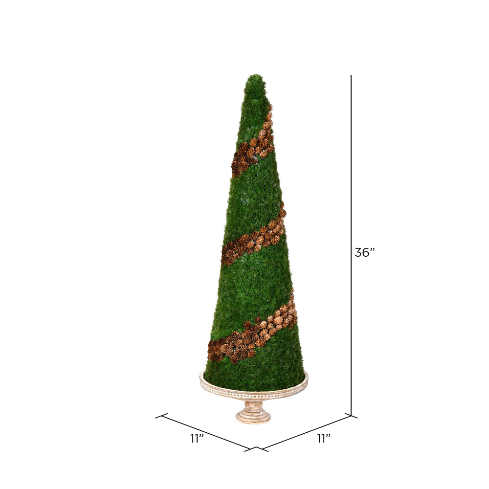 Vickerman 36" Artificial Cone Shape Cedar Tree with Resin Stand.