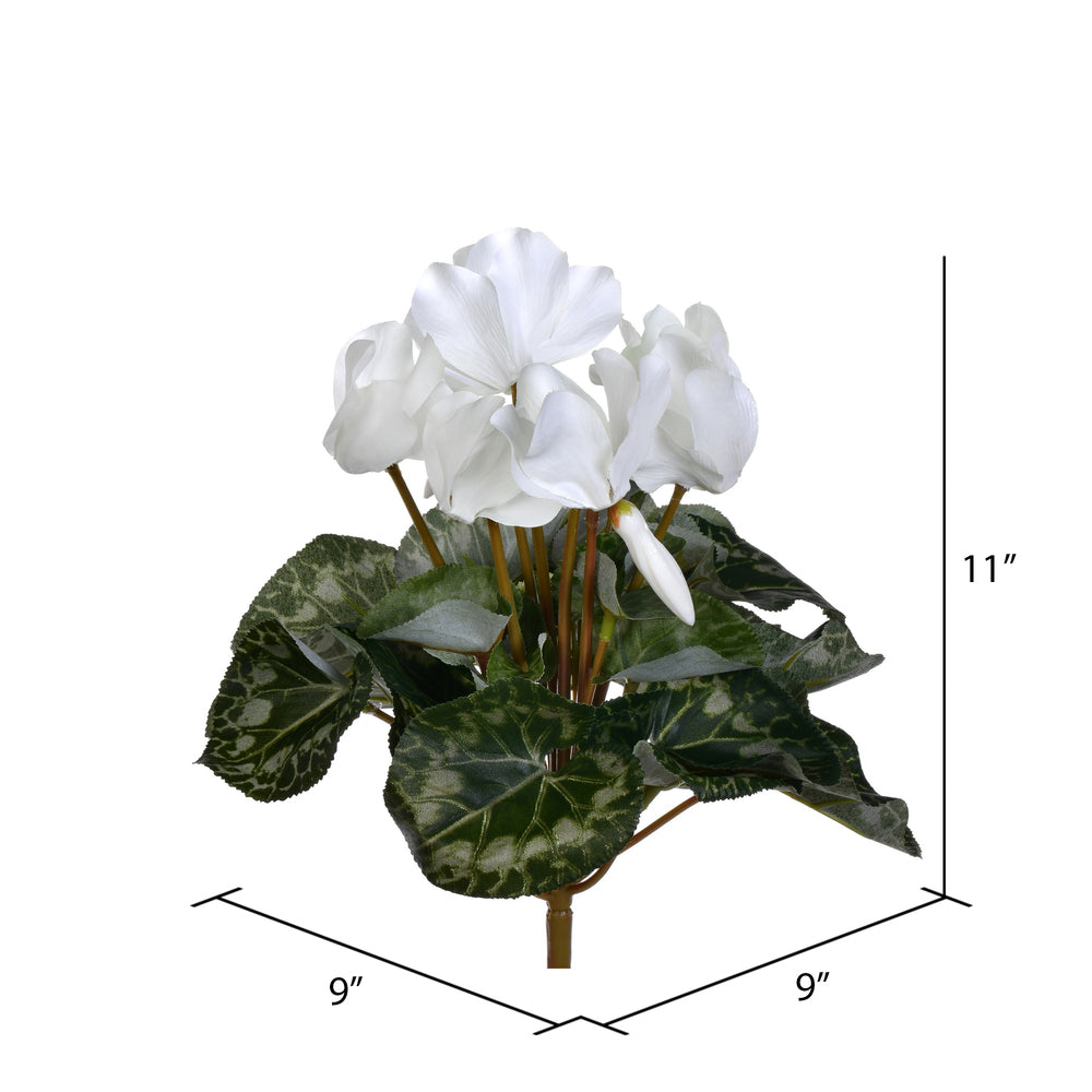 Vickerman 11" Artificial Polyester White Cyclamen Bush