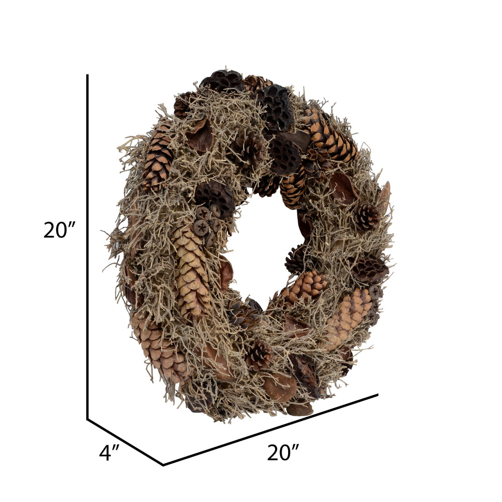 Vickerman 20" Natural Mixed Wreath Dried
