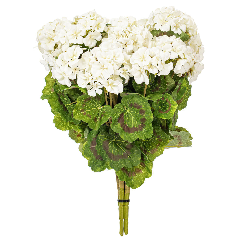 Vickerman 18" Artificial White Geranium Bush 4 per Pack.