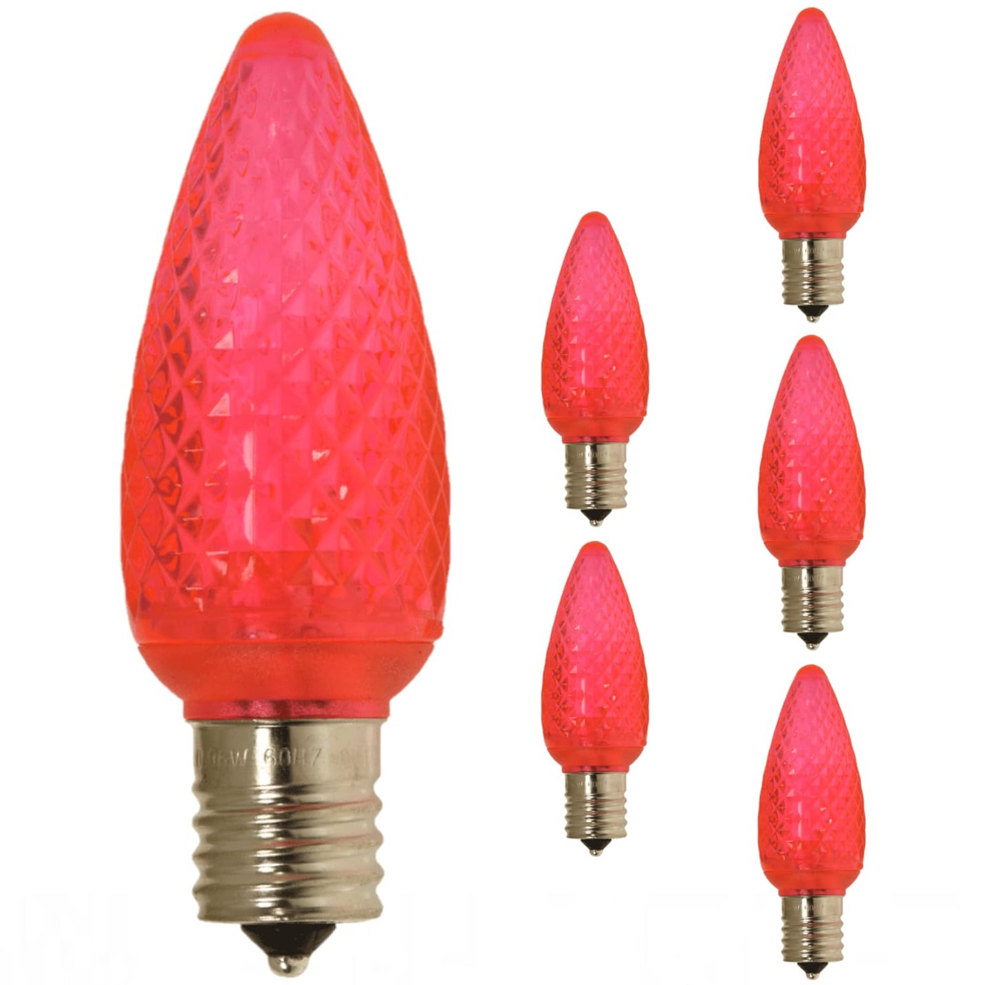 Damar- C9 LED Replacement Christmas Light Bulbs Twinkle Transparent Pink 0.6W-0.96W E17 Intermediate Base 100-130V Pack of 6- Commercial Grade Shatterproof String Colored Lights for Patio Holiday