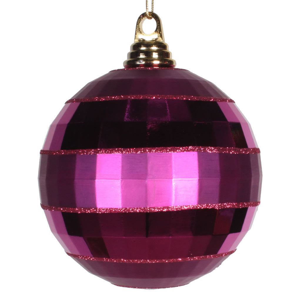 Vickerman 5.5" Fuchsia Plastic Shiny-Matte Mirror Ball with Matching Glitter