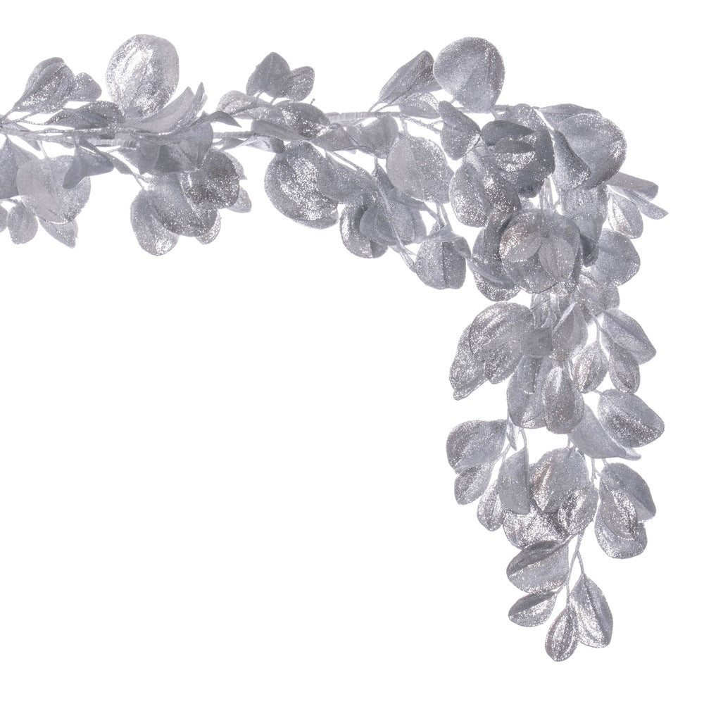 Vickerman 6' Silver Artificial Dogwood Glitter Garland.