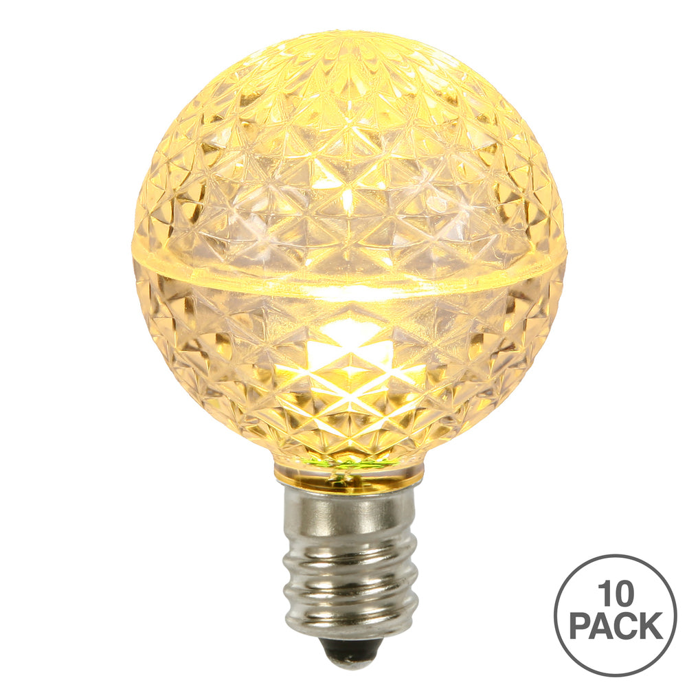 Vickerman G50 LED Warm White Faceted Replacement Bulb E17/C9 Nickel Base 10 Bulbs per Pack.