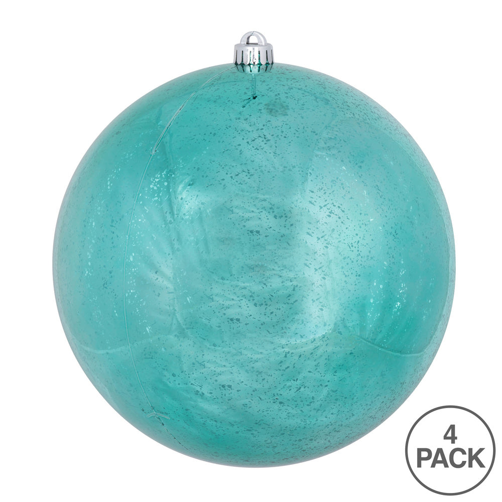 Vickerman 6" Teal Shiny Mercury Ball Ornament 4 per Bag