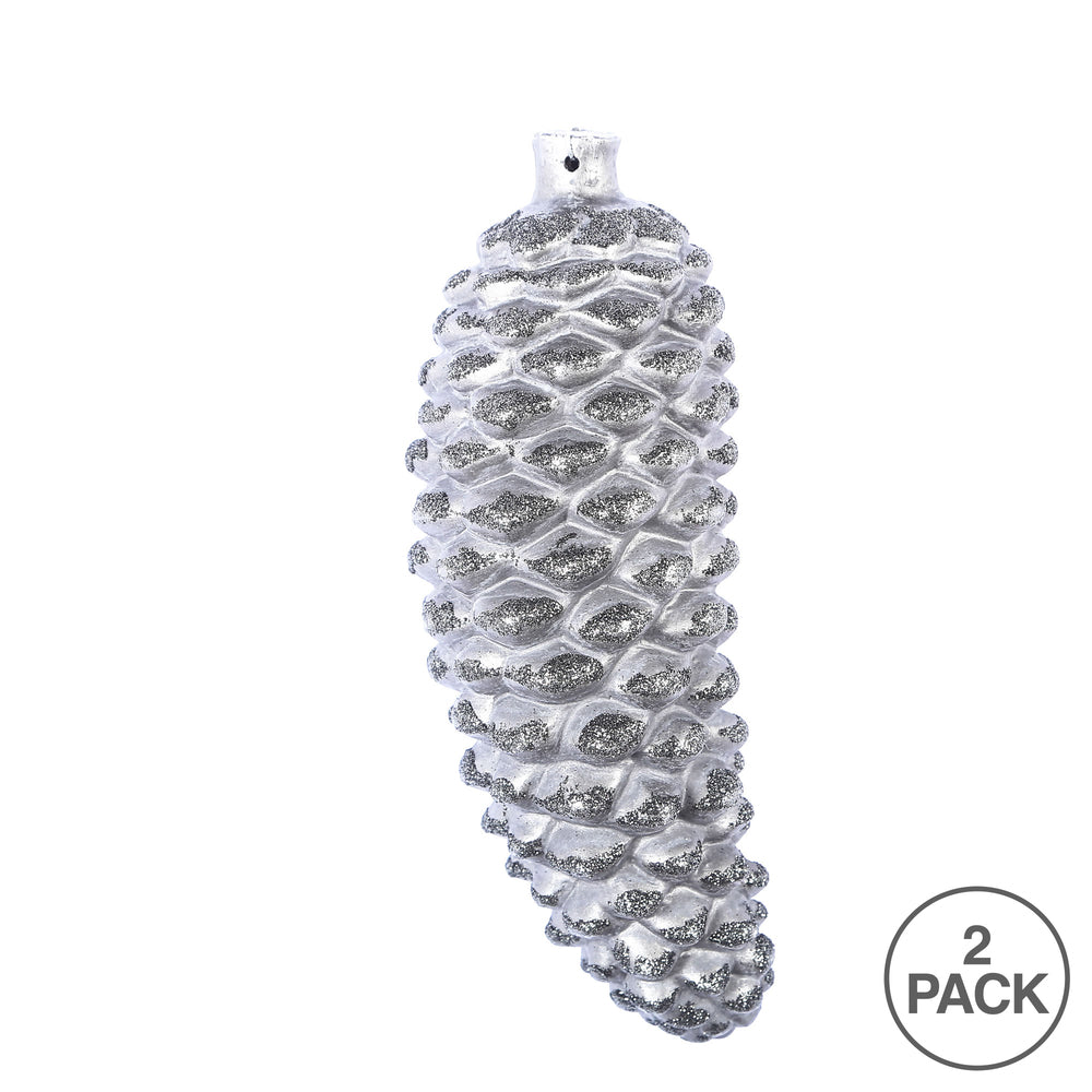 Vickerman 8" Gunmetal Antique Pinecone Christmas Ornament Pack of 2