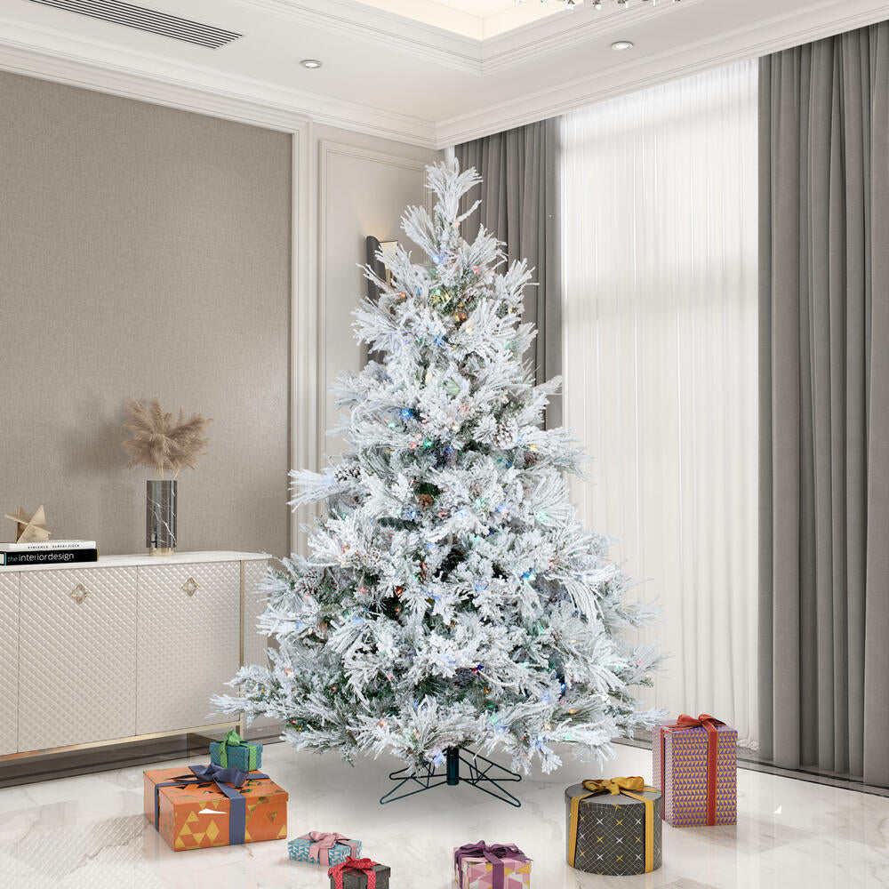 Vickerman 15' Flocked Alberta Artificial Christmas Tree Multi-colored LED Lights.