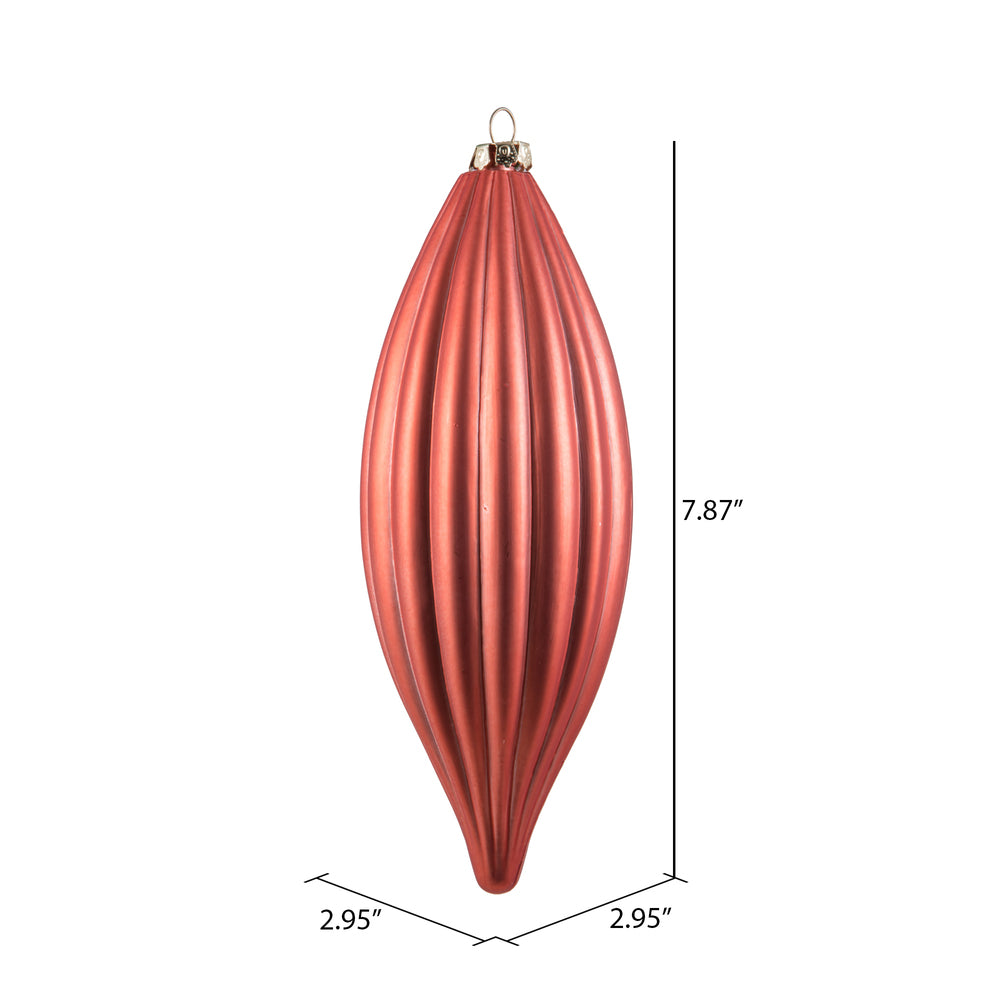 Vickerman 8" Coral Matte Line Finial Ornament Pack of 4