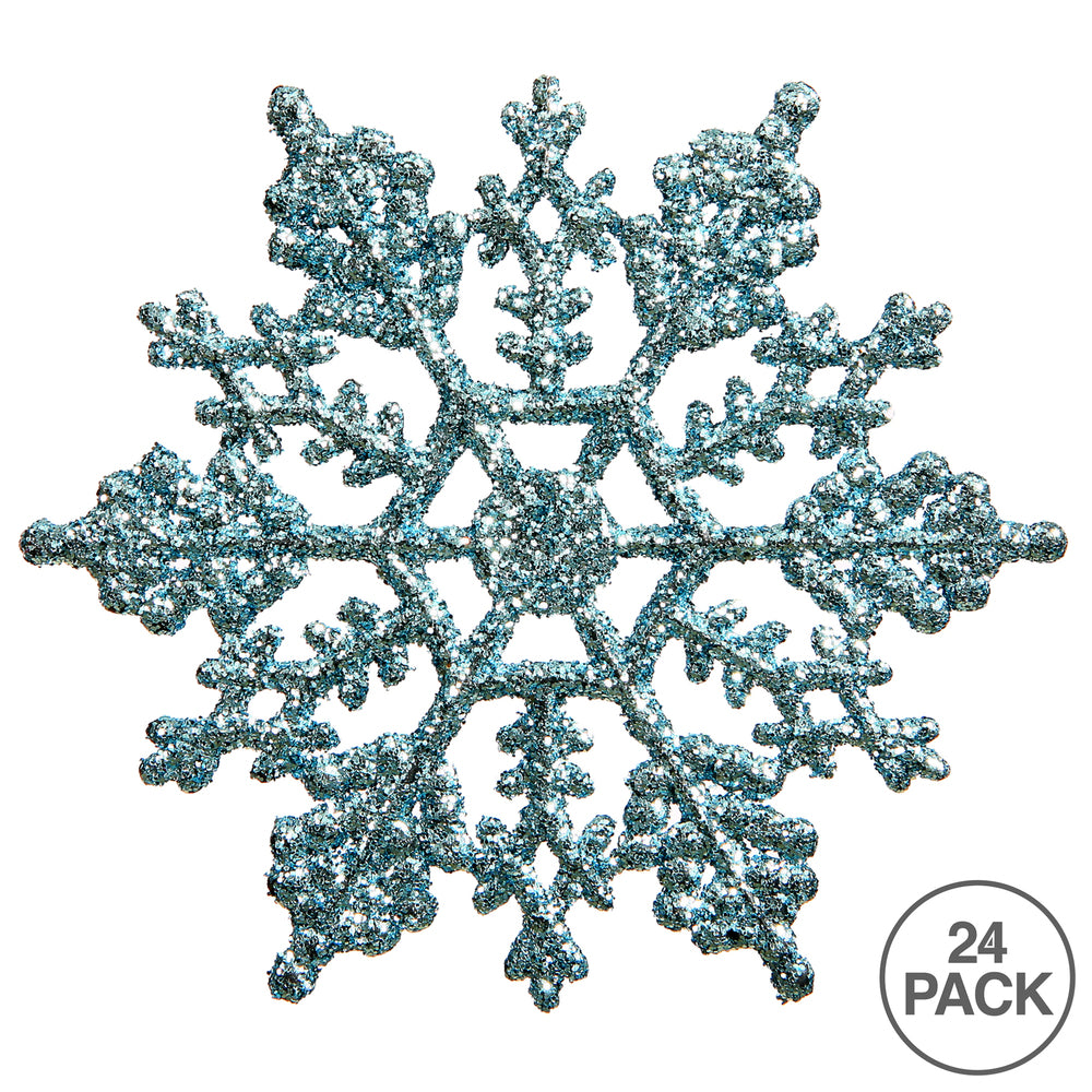 Vickerman 4" Baby Blue Glitter Snowflake Christmas Ornament 24 per Box