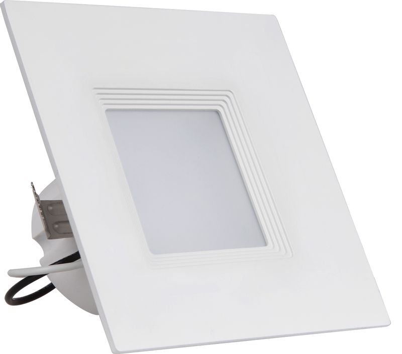Westgate 4" LED Square Downlight, CRI90, 9W, 625 Lumens, Dimmable, 3000K, E26 Adapter Included, Wet Loca..., Residential Lighting, 10W, 650 Lumens, 3000K, White Finish, Dimmable