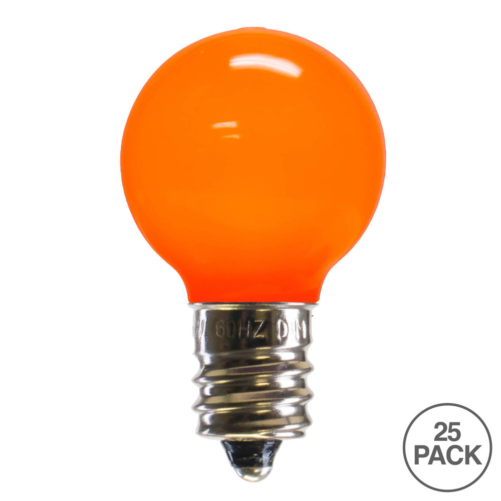 Vickerman G30 Orange Ceramic LED Nickel Base Bulb E12 120V .6 Watts Dimmable 25 Bulbs per Pack