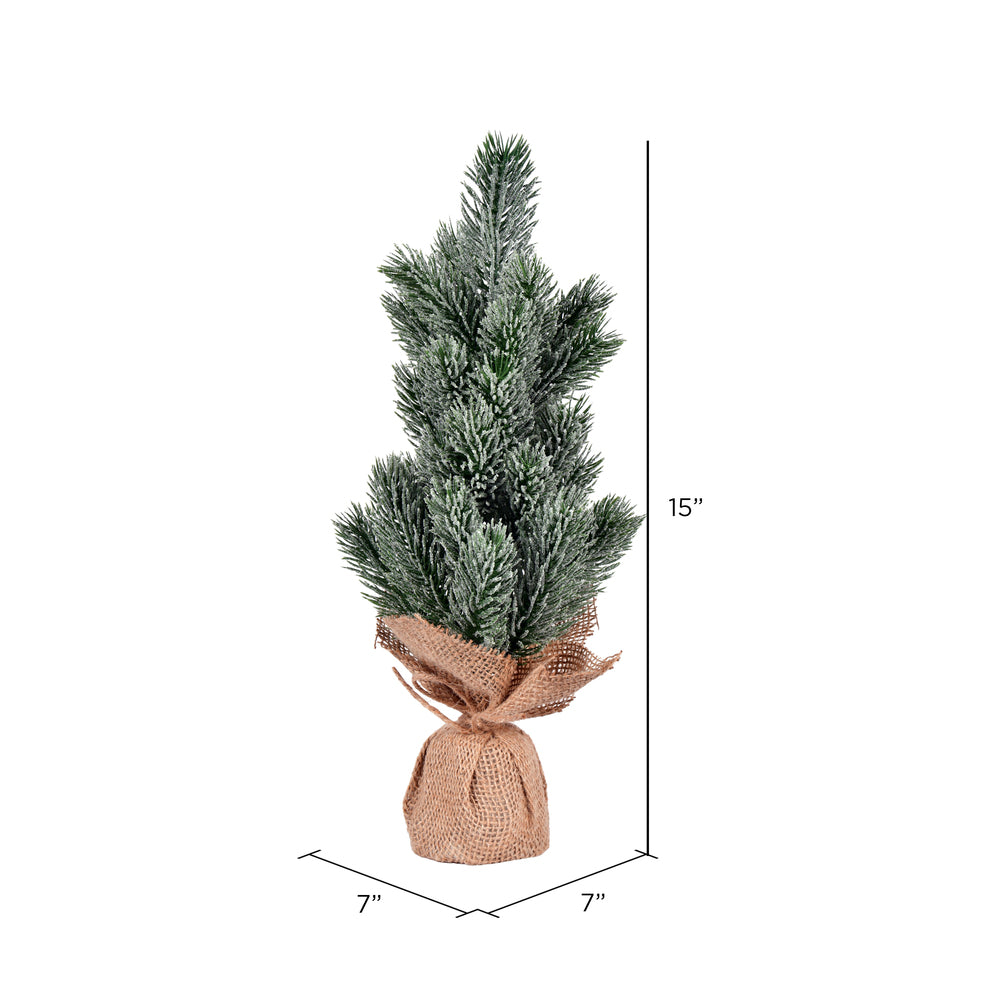 Vickerman 15" Frosted Spruce Sapling Artificial Christmas Tree Unlit 2 Pack