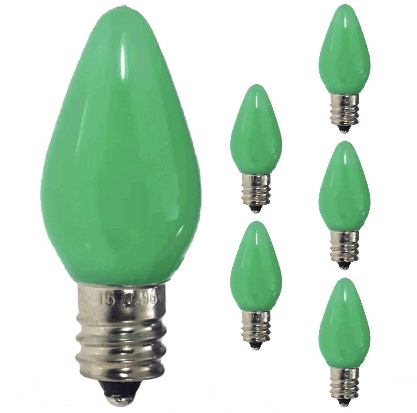 Damar- C7 LED Replacement Christmas Light Bulbs Green Color 0.96W E12 Candelabra Base 100-130V Dimmable Pack of 6- Shatterproof String Lights for Patio Holiday Party Decor Xmas Tree