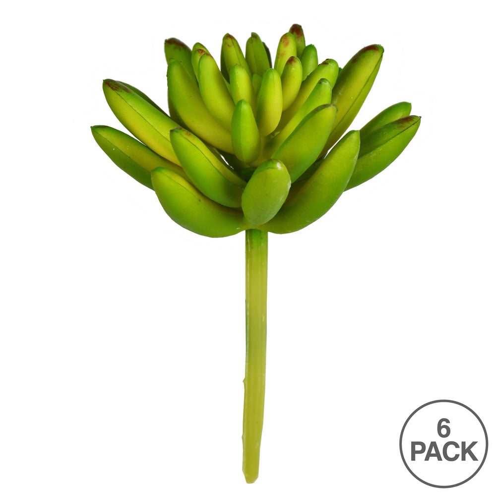Vickerman 4" Artificial Green Succulent Pick 6 per Bag