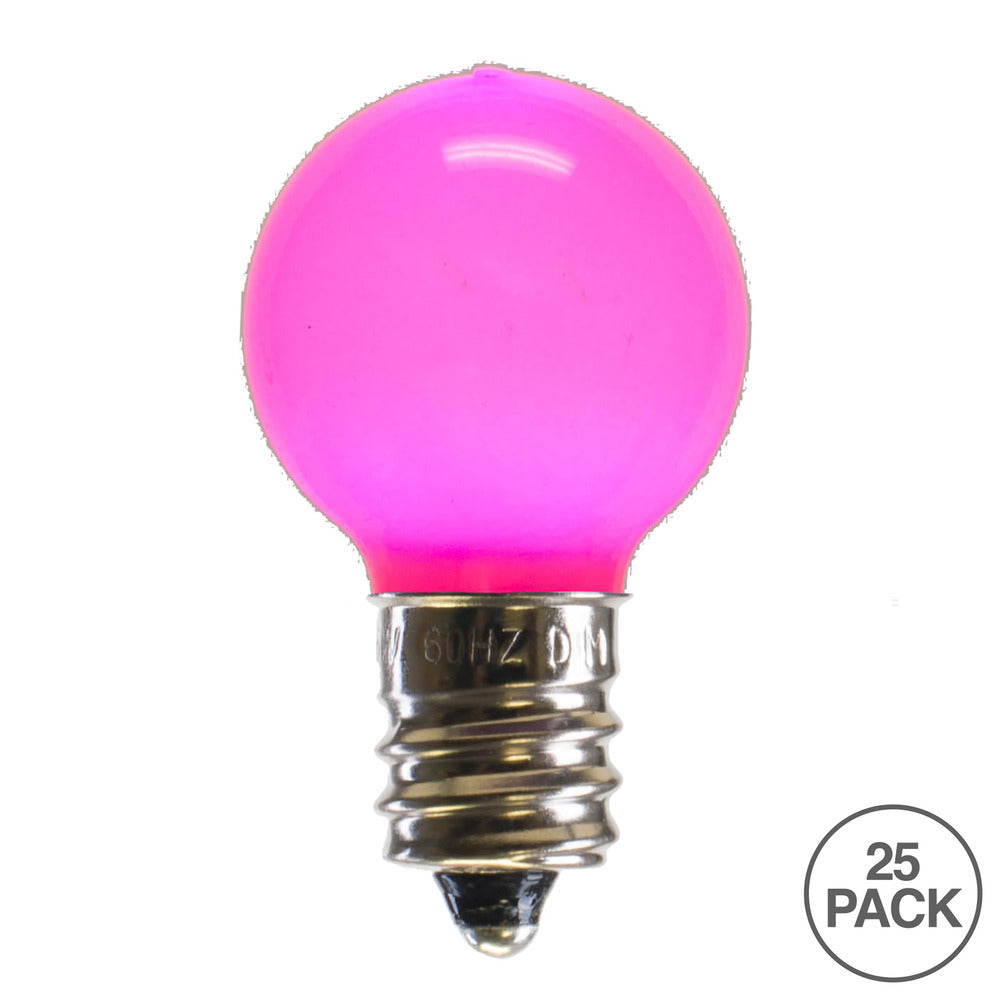 Vickerman G30 Pink Ceramic LED Nickel Base Bulb E12 120V .6 Watts Dimmable 25 Bulbs per Pack