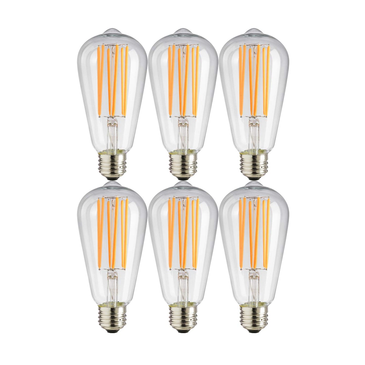 Sunlite 41083-SU LED ST19 Filament Style Edison Light Bulb 8.5 Watts (60W Equivalent), 880 Lumens, Medium Base (E26), Dimmable, ETL Listed, 22K Amber, 6 Pack