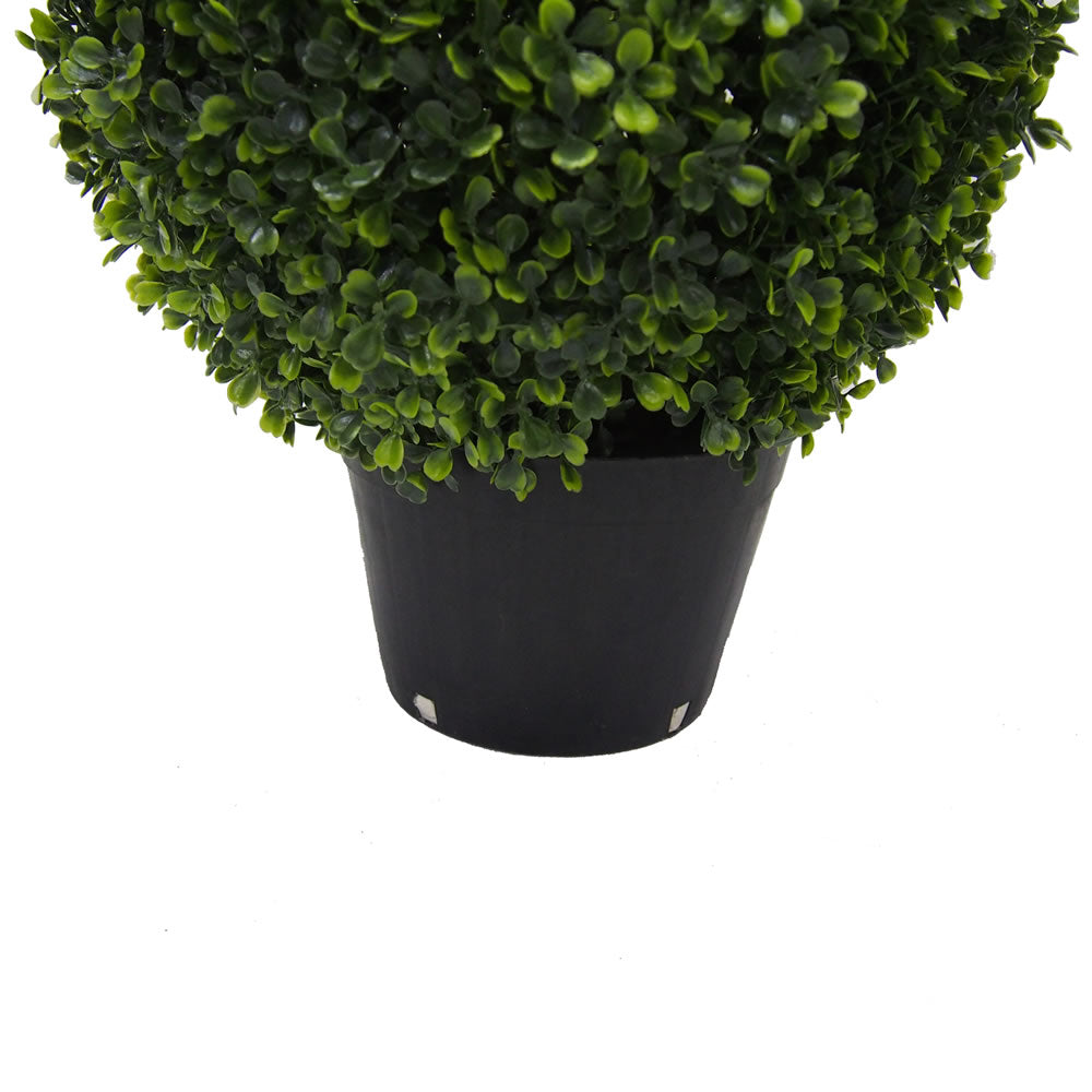 Vickerman 24" Artificial Boxwood Teardrop Shaped Bush Black Plastic Pot.