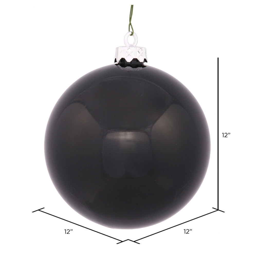 Vickerman 12" Black Shiny Ball Ornament