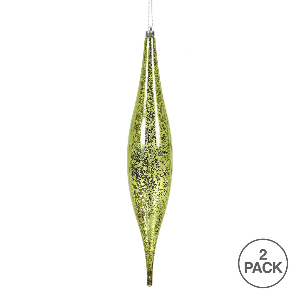 Vickerman 13" Lime Mercury Rain Drop Christmas Ornament Pack of 2