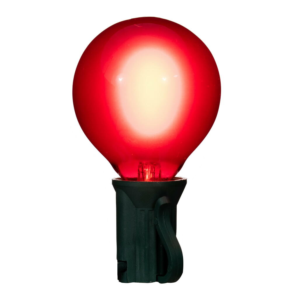 Vickerman 18Lt Red LED Glass G40-E12 Filament End-Connecting Set with Green 20AWGXTW Wire and 6"x12"x6" Bulb Spacing. 120V-.6W. UL Approved.