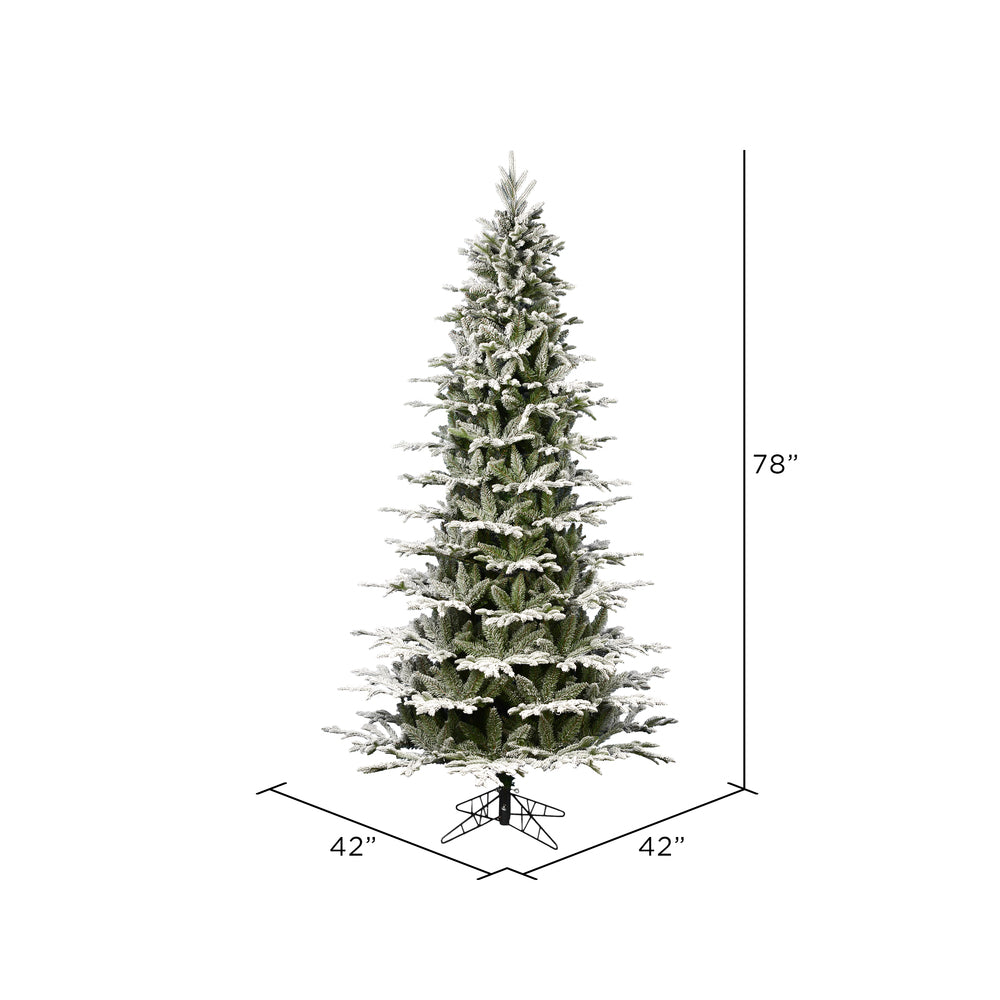 Vickerman 6.5' x 42" Unlit Flocked Kamas Fraser Slim Artificial Christmas Tree
