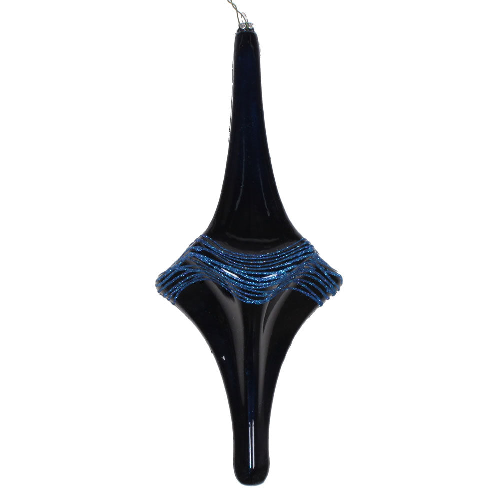 Vickerman 12" Midnight Blue Candy Glitter Drop Christmas Ornament.